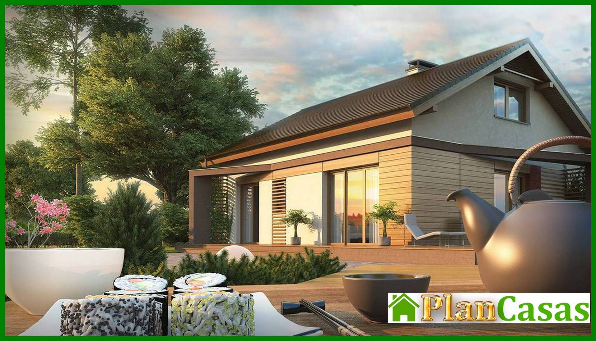 Visualization gallery - The project of a classic one-story country house with an attic and a gable roof