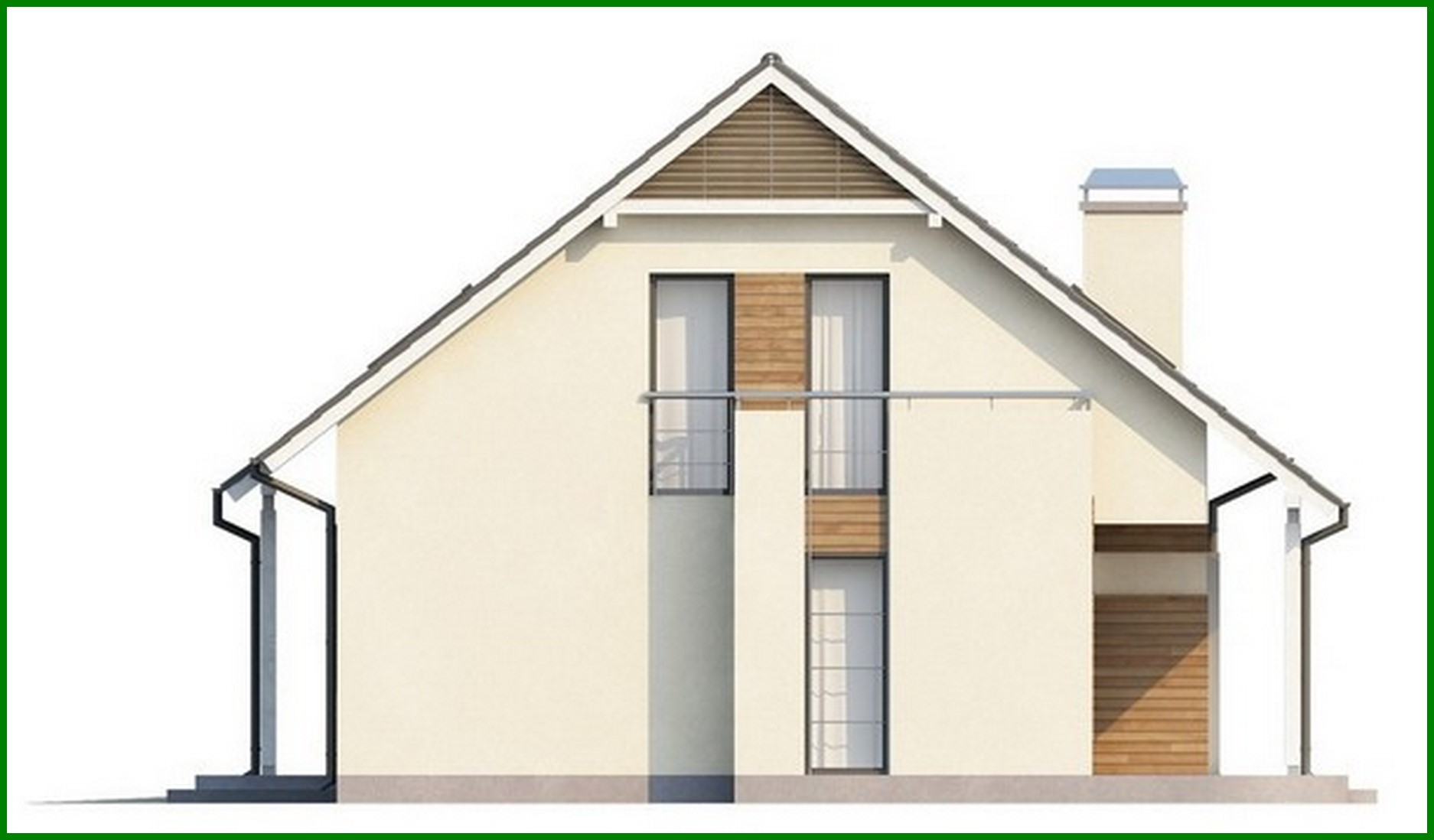 Visualization gallery - Cottage project with garage, balcony and bay window