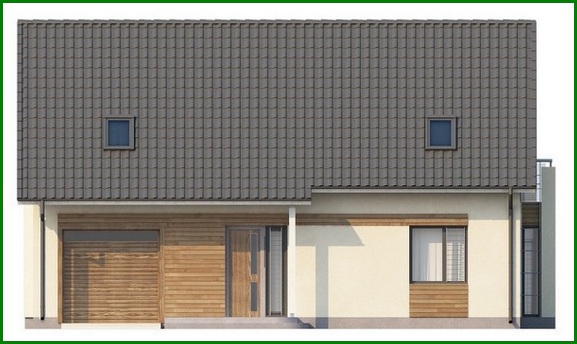 Visualization gallery - Cottage project with garage, balcony and bay window