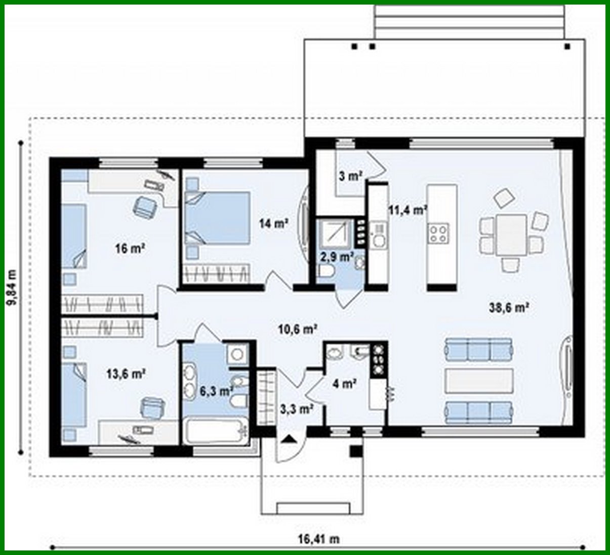 Visualization gallery - The project of a one-storey cottage with an attic