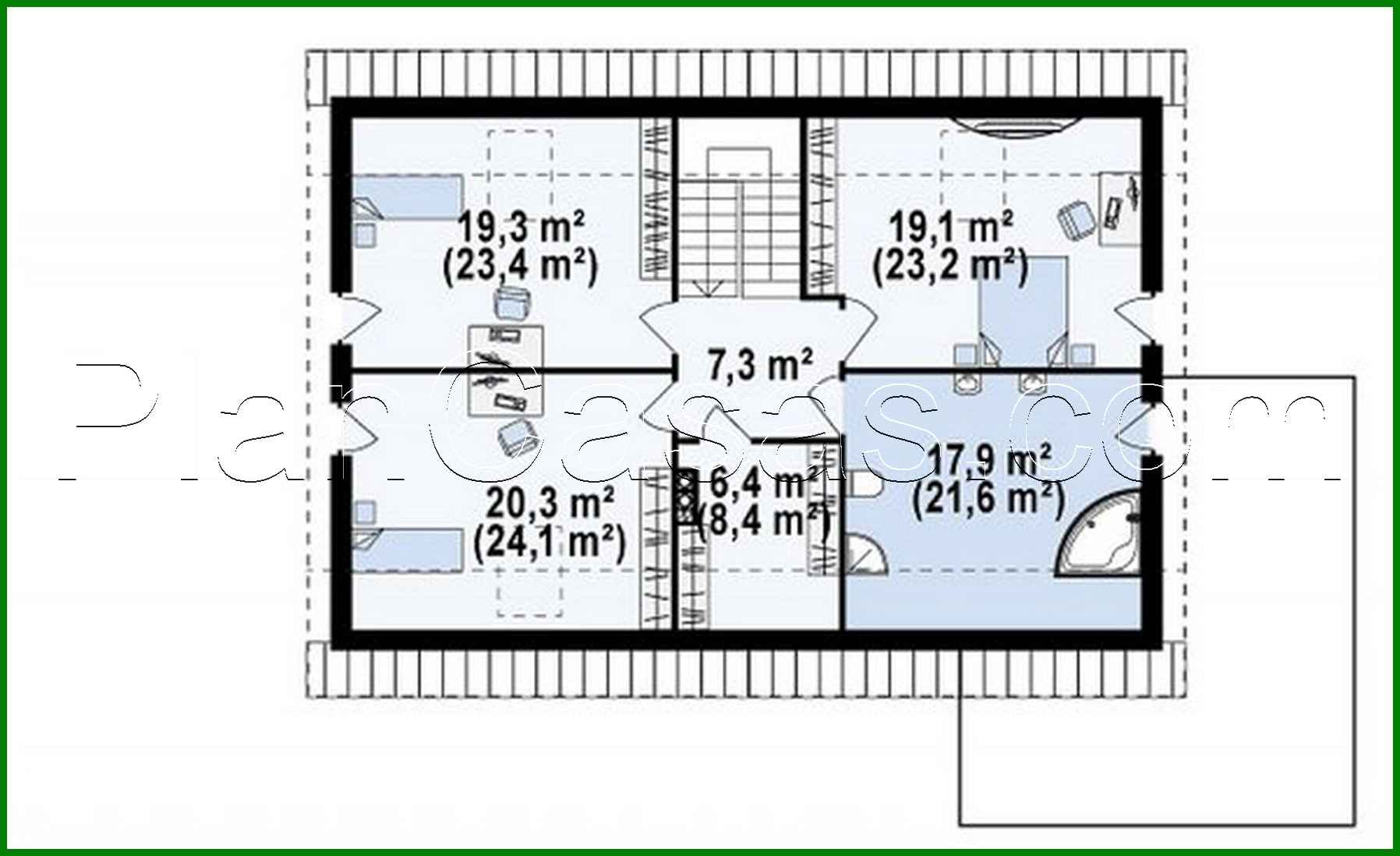 Visualization gallery - House project with an attic, a living room and a double garage
