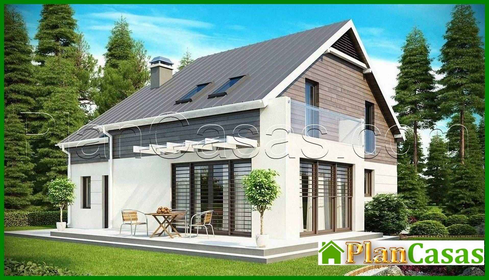 The project of a simple-form cottage with a gable roof house plan
