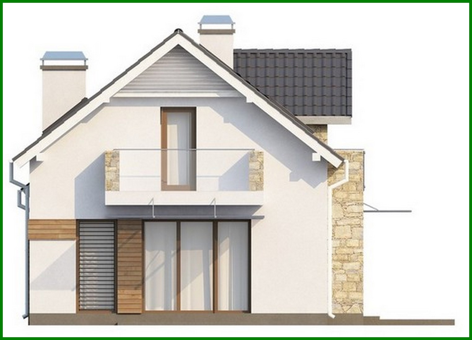 Visualization gallery - A project of a cottage with a bay window and an attic for a narrow plot