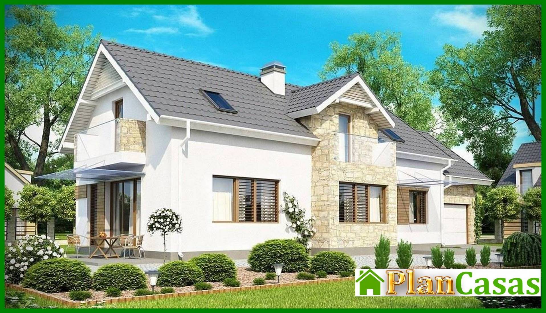 Visualization gallery - A project of a cottage with a bay window and an attic for a narrow plot