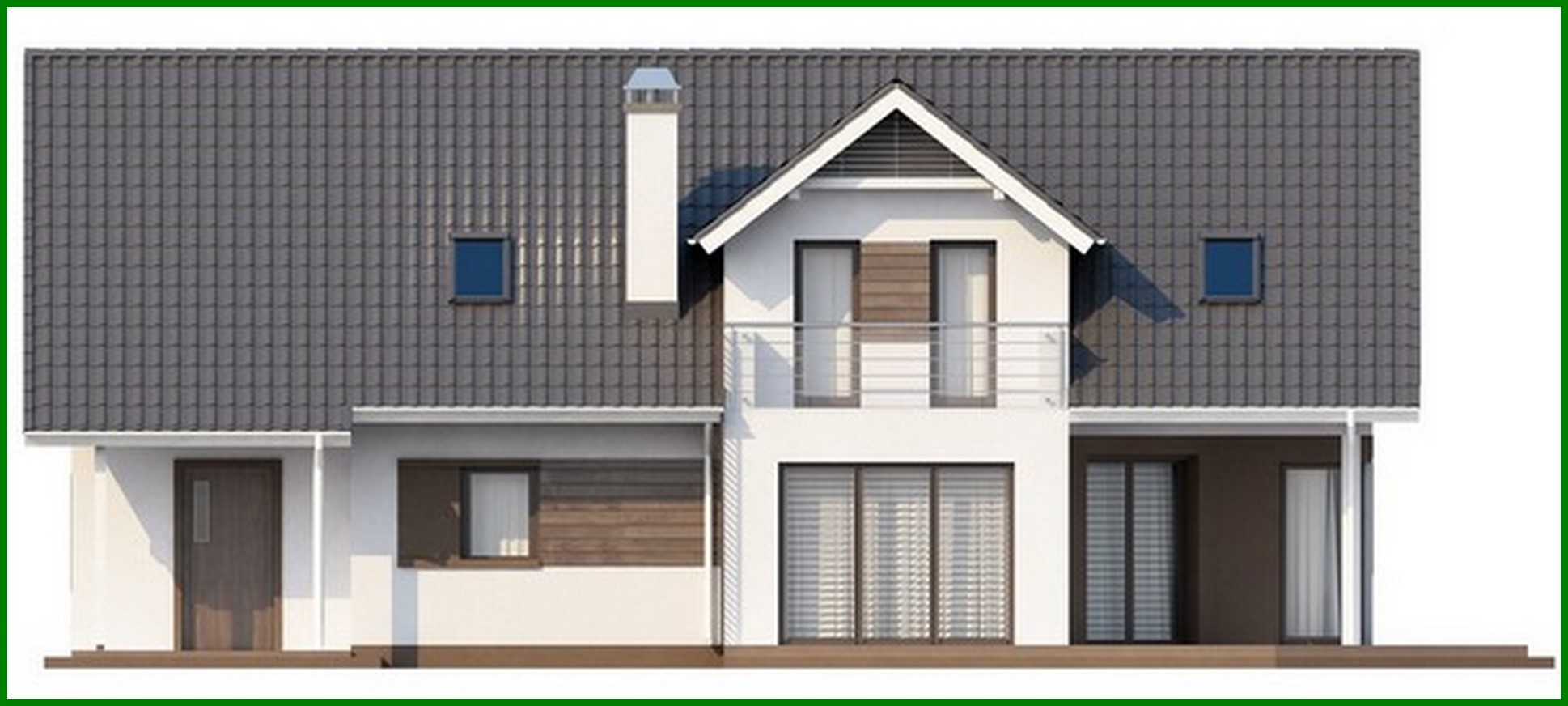 Visualization gallery - Cottage project with built-in garage, corner terrace and study