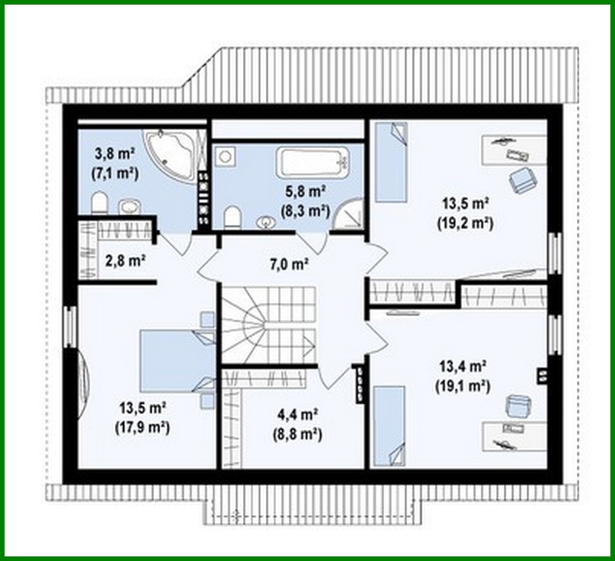 Visualization gallery - The design of the traditional style house with a gable roof