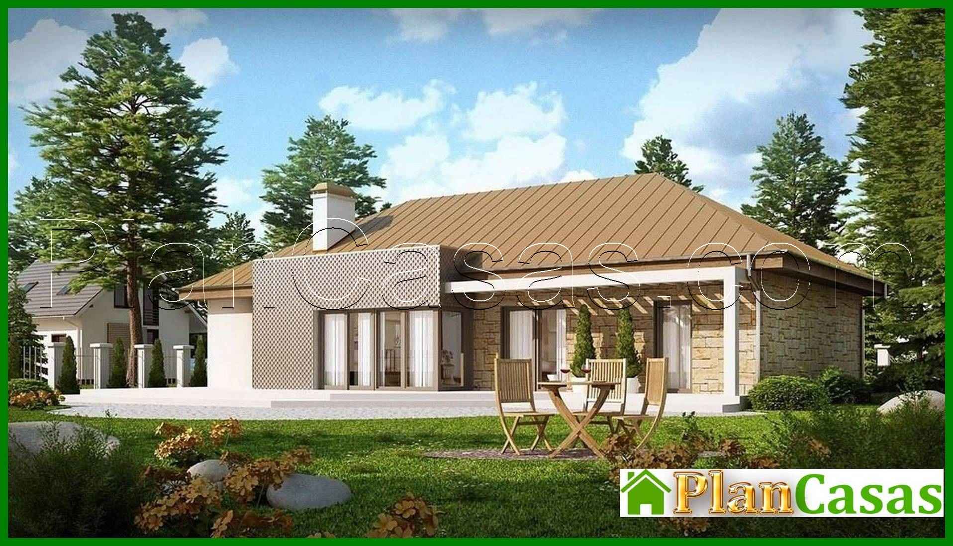 Visualization gallery - Single-storey cottage project with garage, with private area