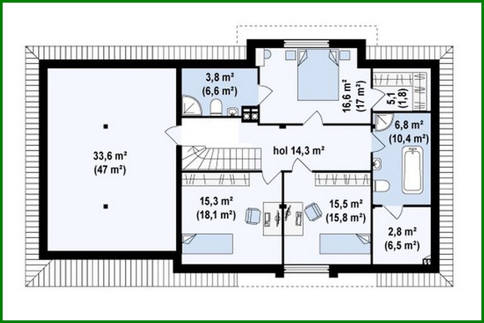 Visualization gallery - Project of a stylish cottage with a garage for two cars