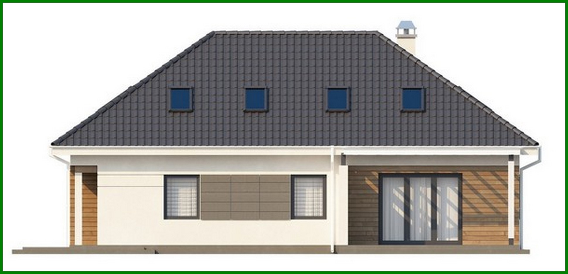 Visualization gallery - Project of a cottage with a garage and an additional night zone