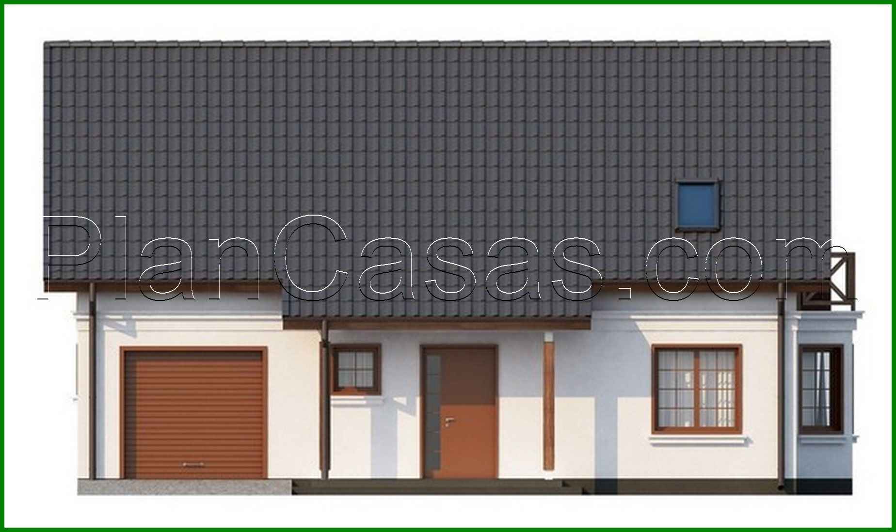 Visualization gallery - Cottage project with built-in garage, bay window and balcony