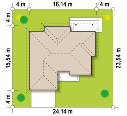 Visualization gallery - One-storey cottage project with a garage for two cars