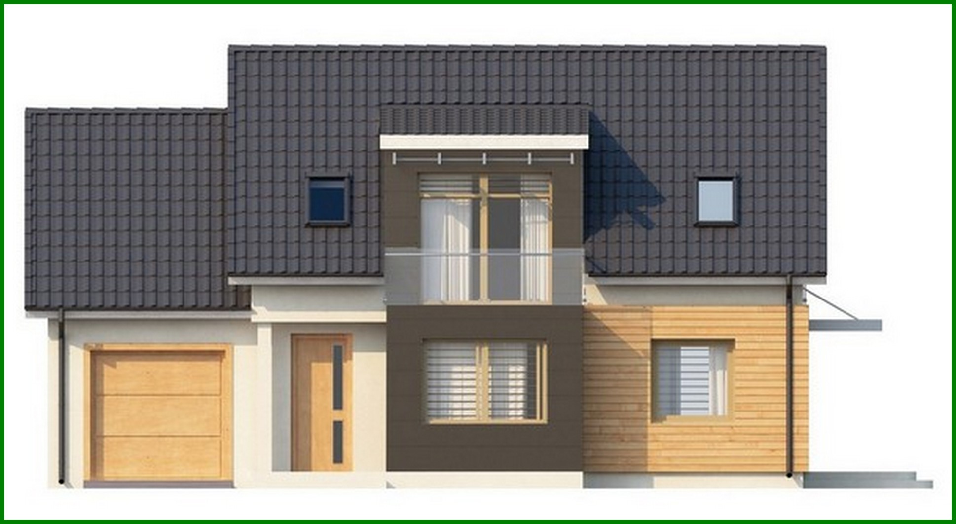 Visualization gallery - The project of a cottage with a garage, for two families