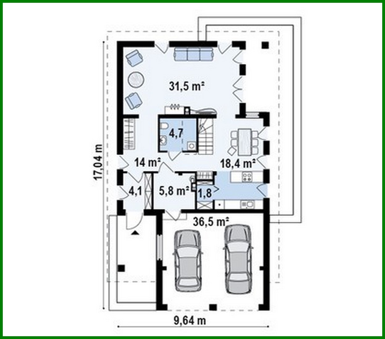 Visualization gallery - House project with a large terrace above the garage