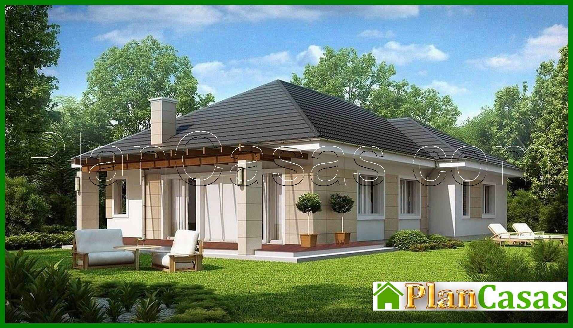 The project of a cozy classic one-story house with a garage for 1 car house plan