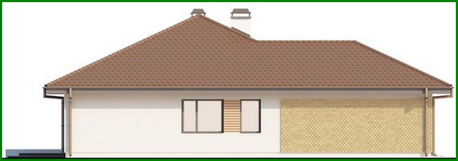 Visualization gallery - One-storey cottage project with a garage for two cars and a large utility room