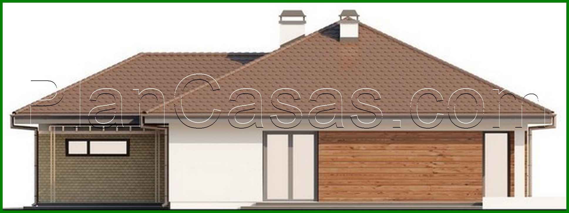 Visualization gallery - One-storey cottage project with a garage for two cars and a large utility room