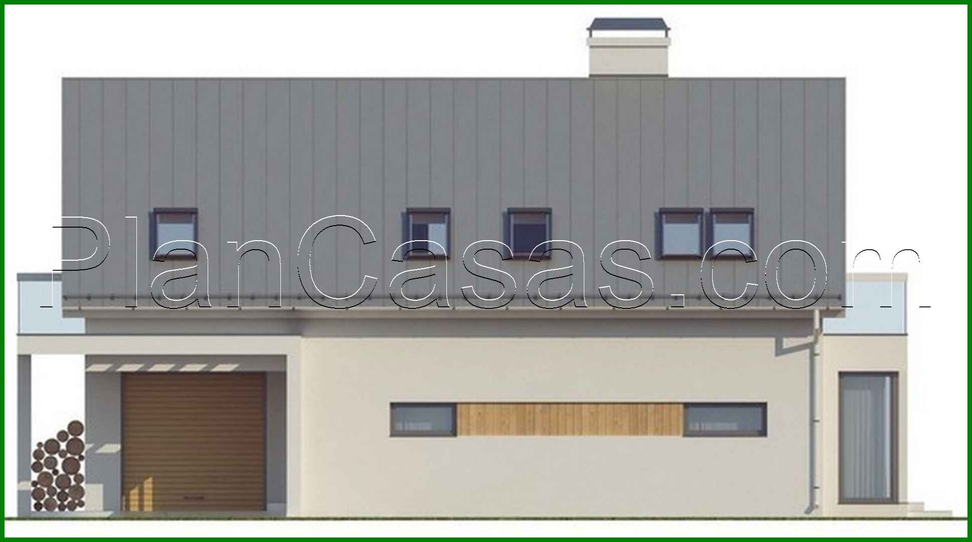 Visualization gallery - House project with garage, glass bay window and balconies