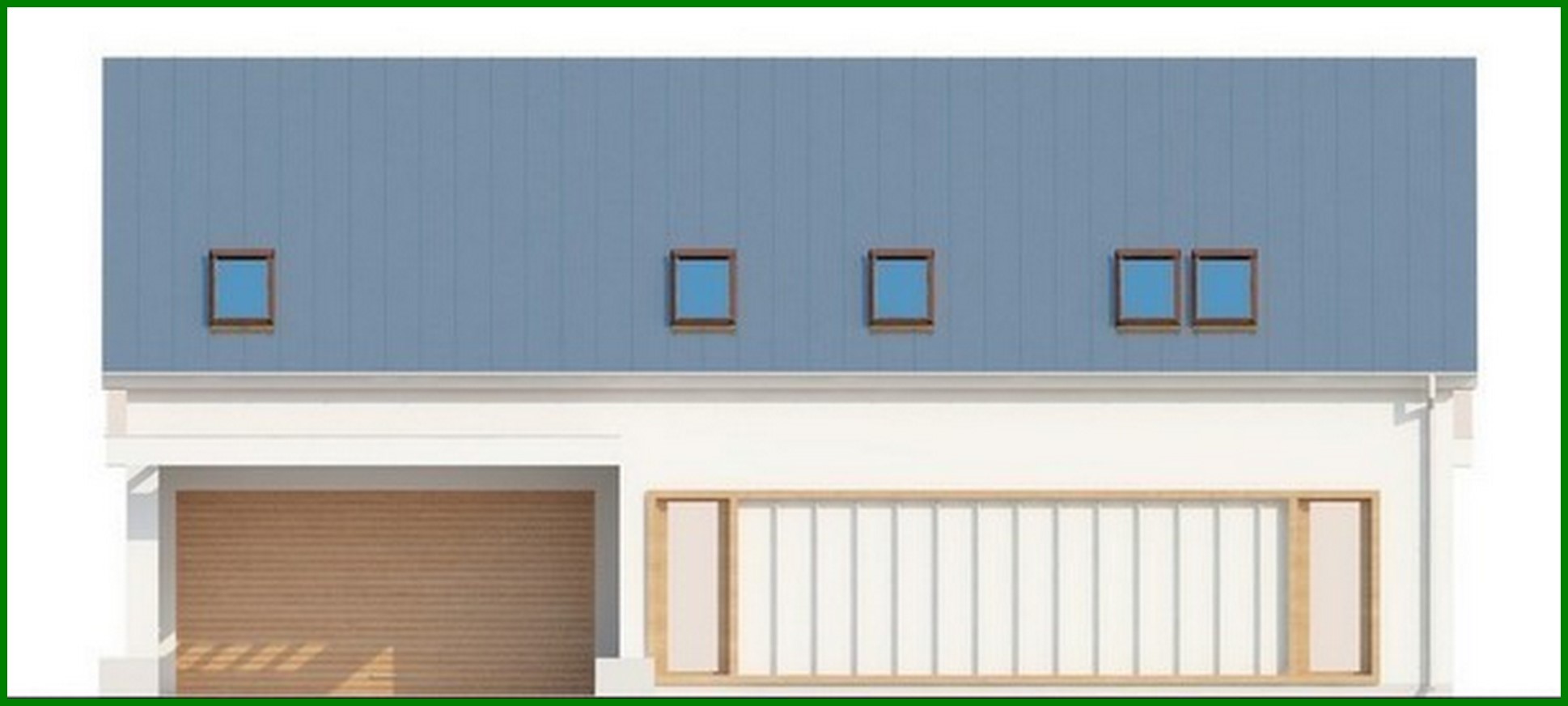 Visualization gallery - House project with a gable roof and a garage for two cars