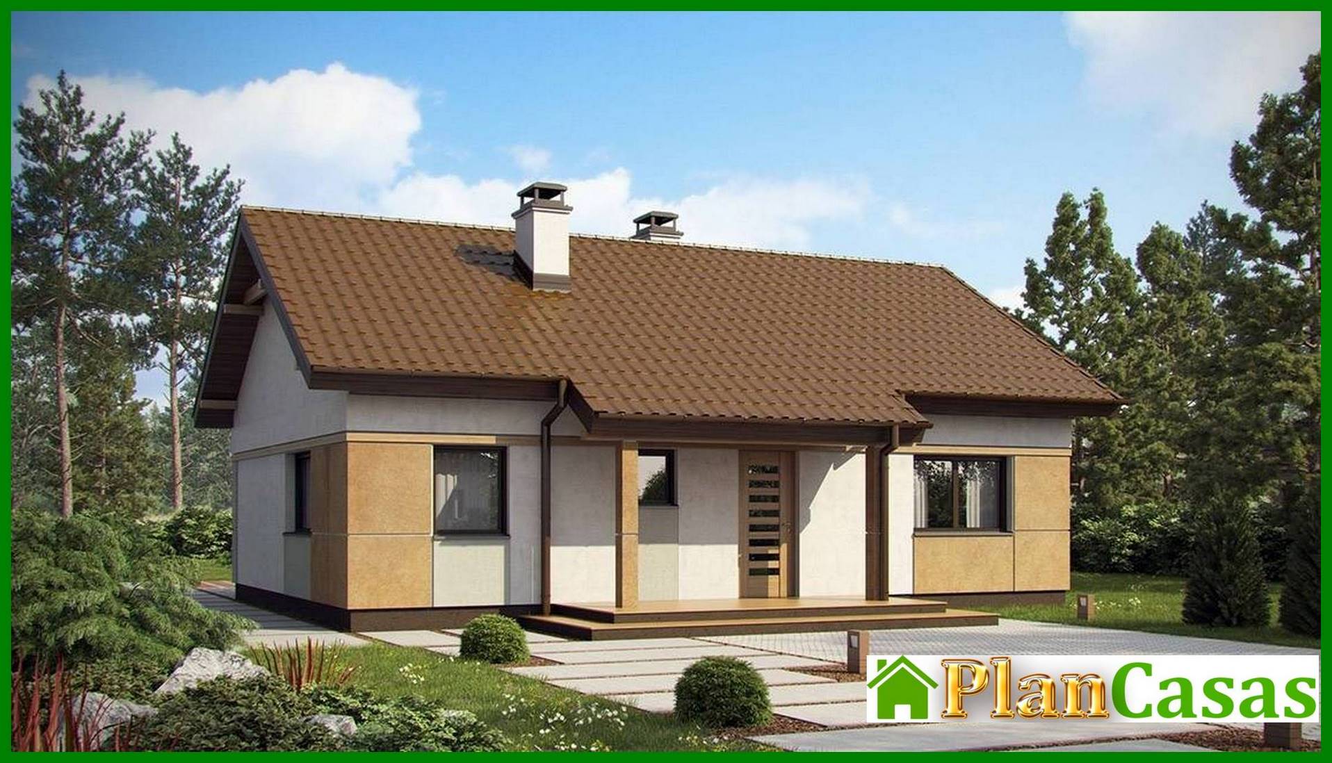 Visualization gallery - The project of a small neat one-story house with a gable roof