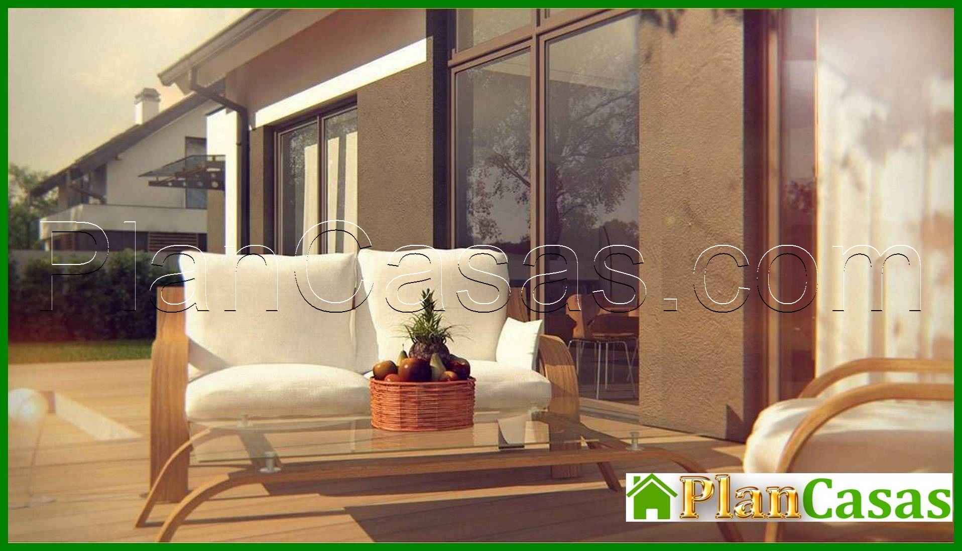 Visualization gallery - The project of a one-story house with an attic and a large front window in the living room