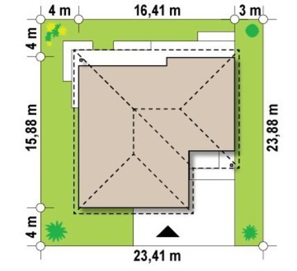 Visualization gallery - The project of a one-story house with a garage for one car