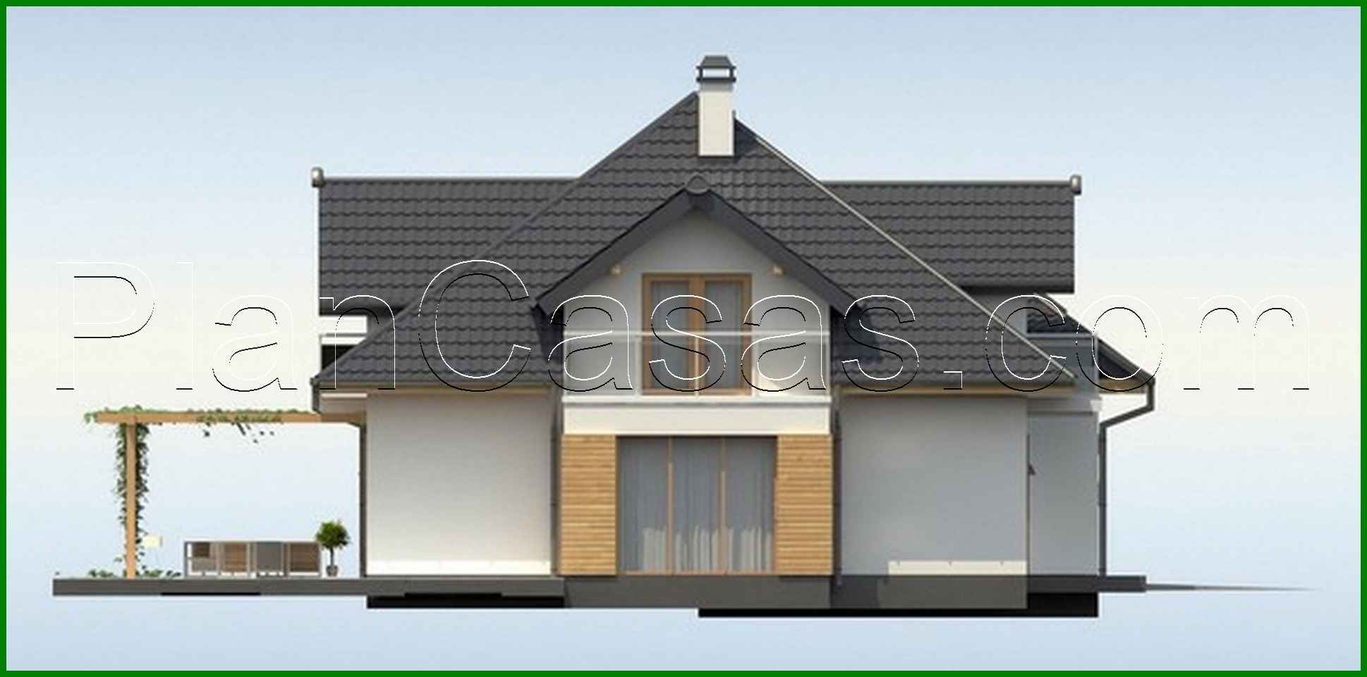 Visualization gallery - House project with facade windows and a garage for two cars