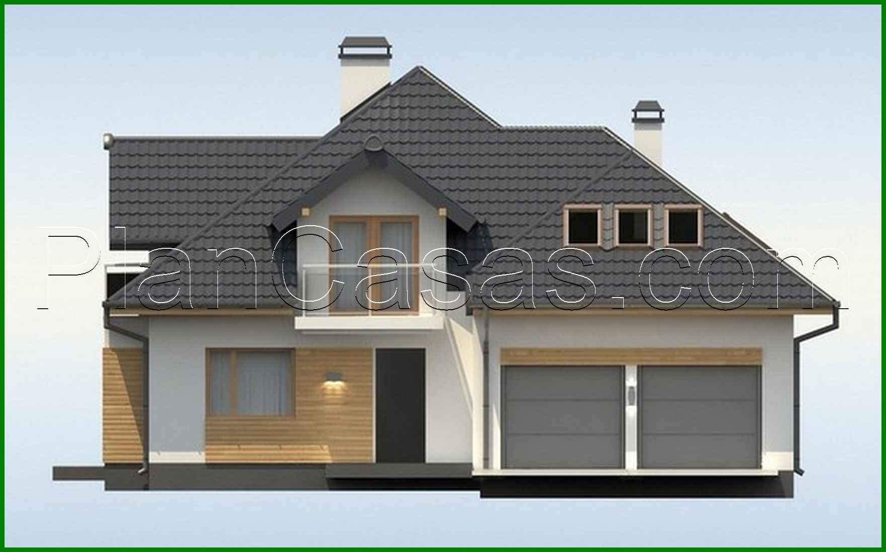 Visualization gallery - House project with facade windows and a garage for two cars