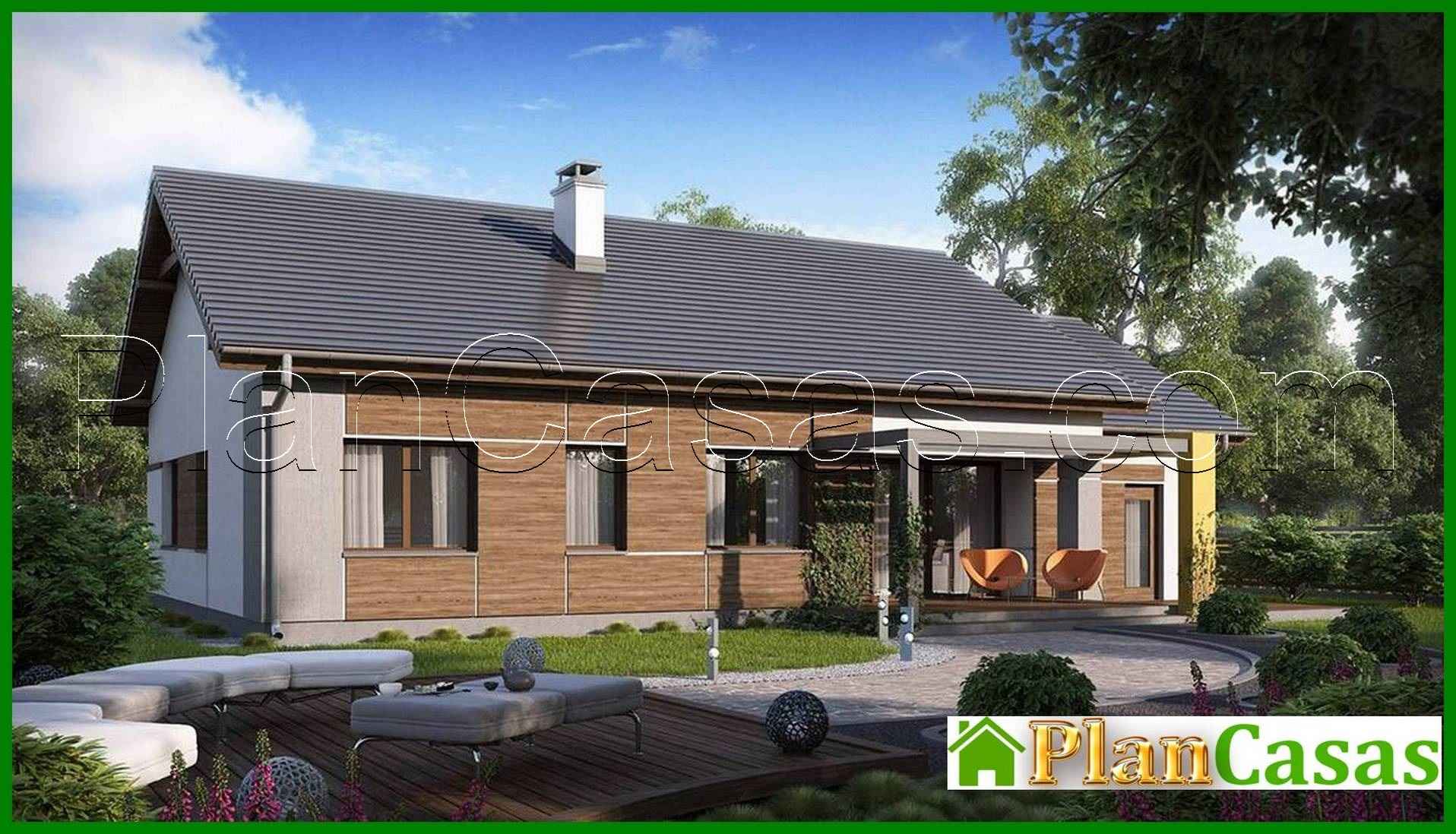 Three-bedroom single-story house project with garage house plan