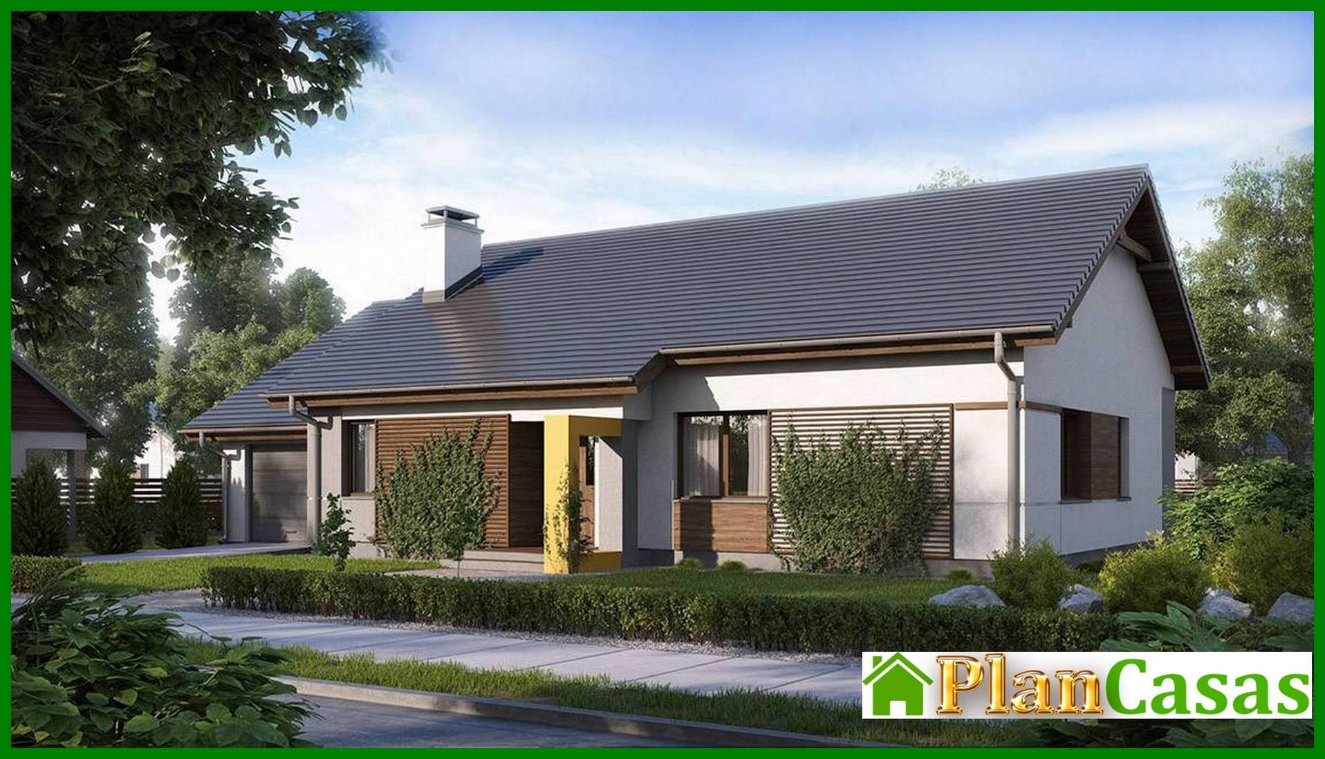 Visualization gallery - Three-bedroom single-story house project with garage