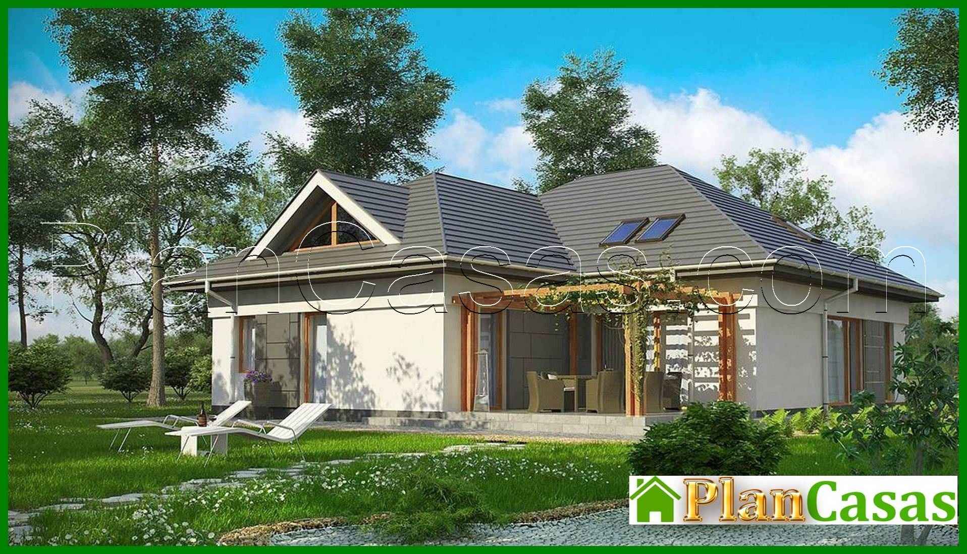 House project with front windows in the attic house plan