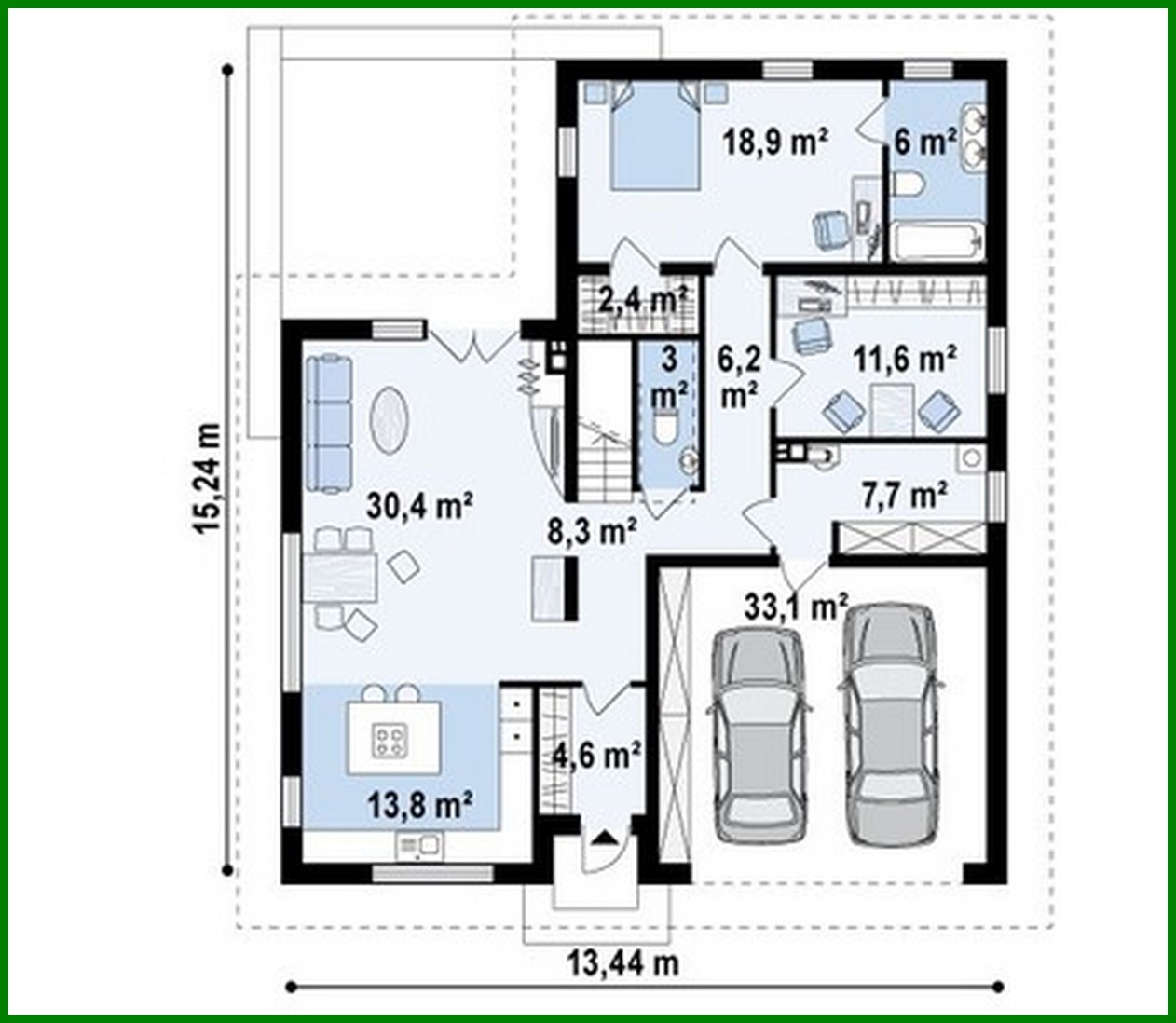 Visualization gallery - House project with front windows in the attic