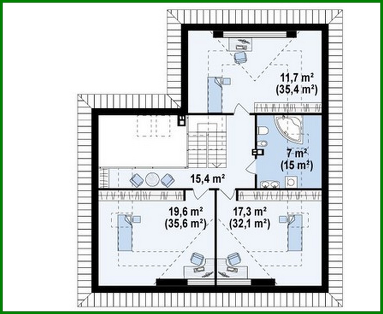 Visualization gallery - House project with front windows in the attic