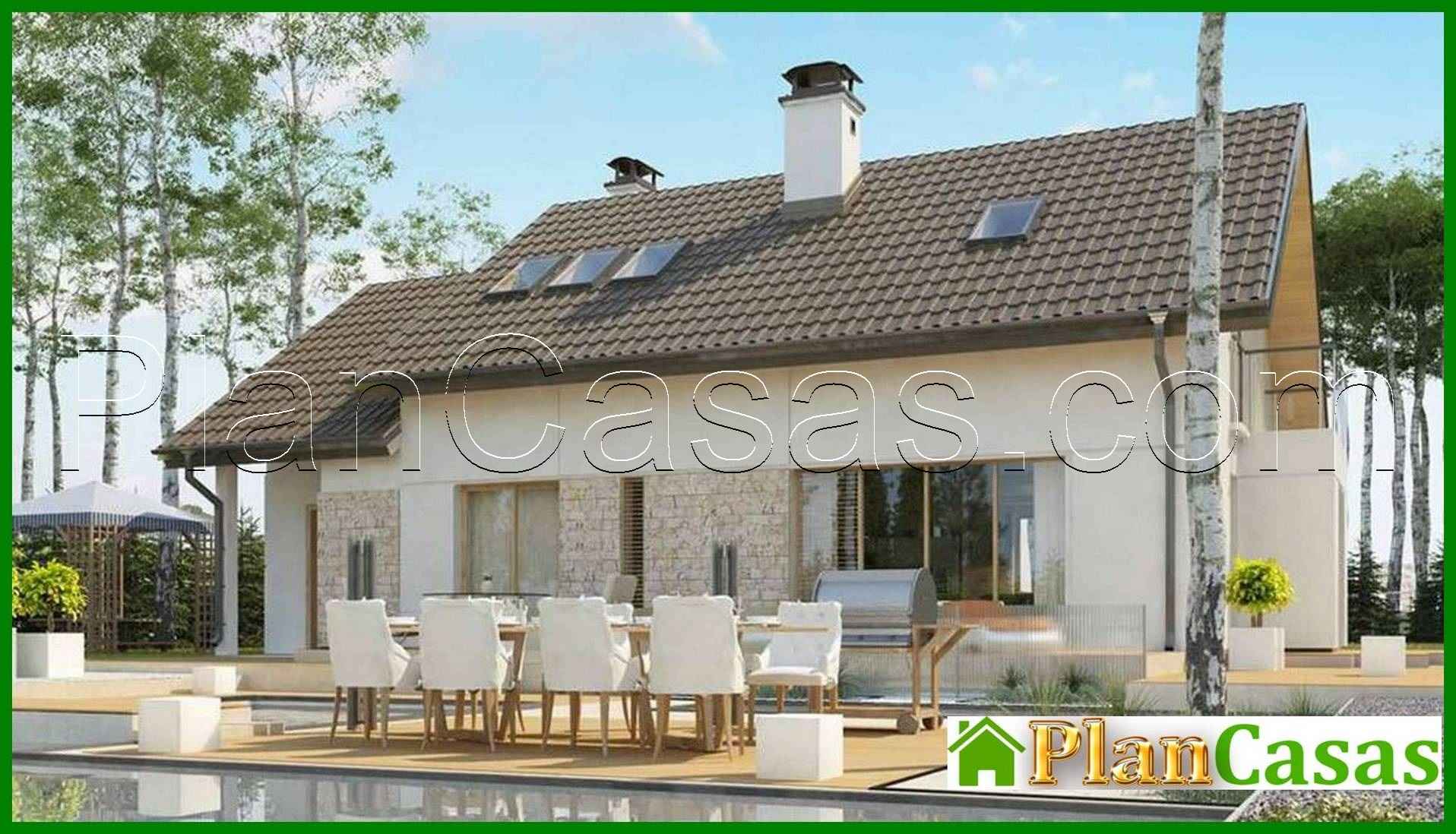 Project of a house with a gable roof and a garage house plan