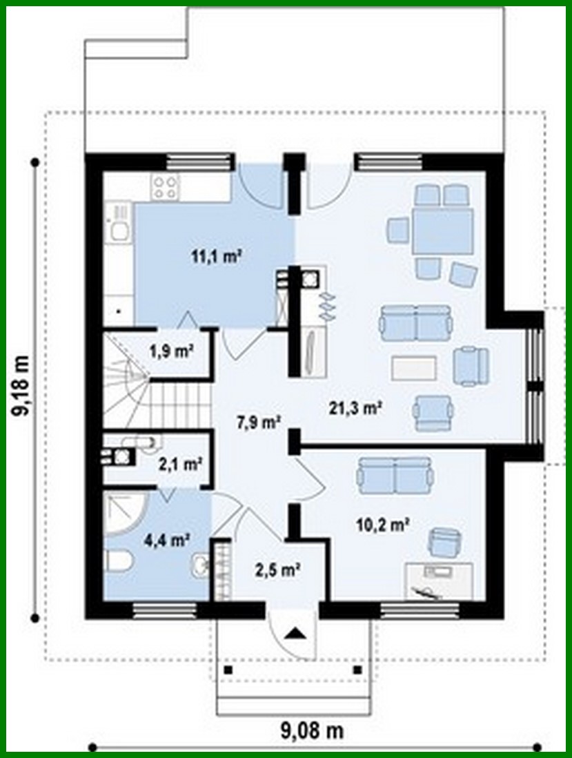 Visualization gallery - Project of a small house with an office on the ground floor