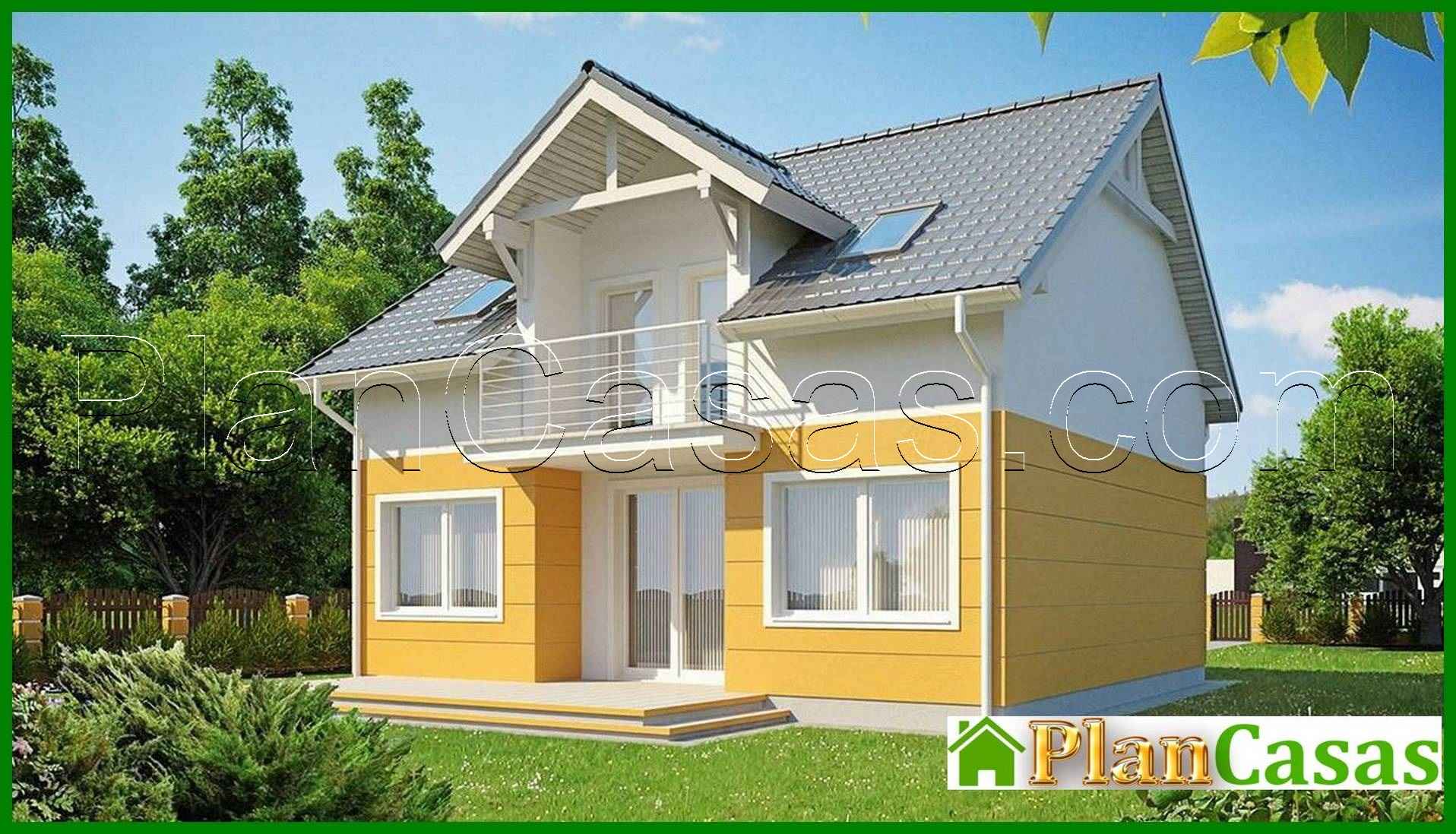 House project with attic, balcony, and kitchen from the garden house plan