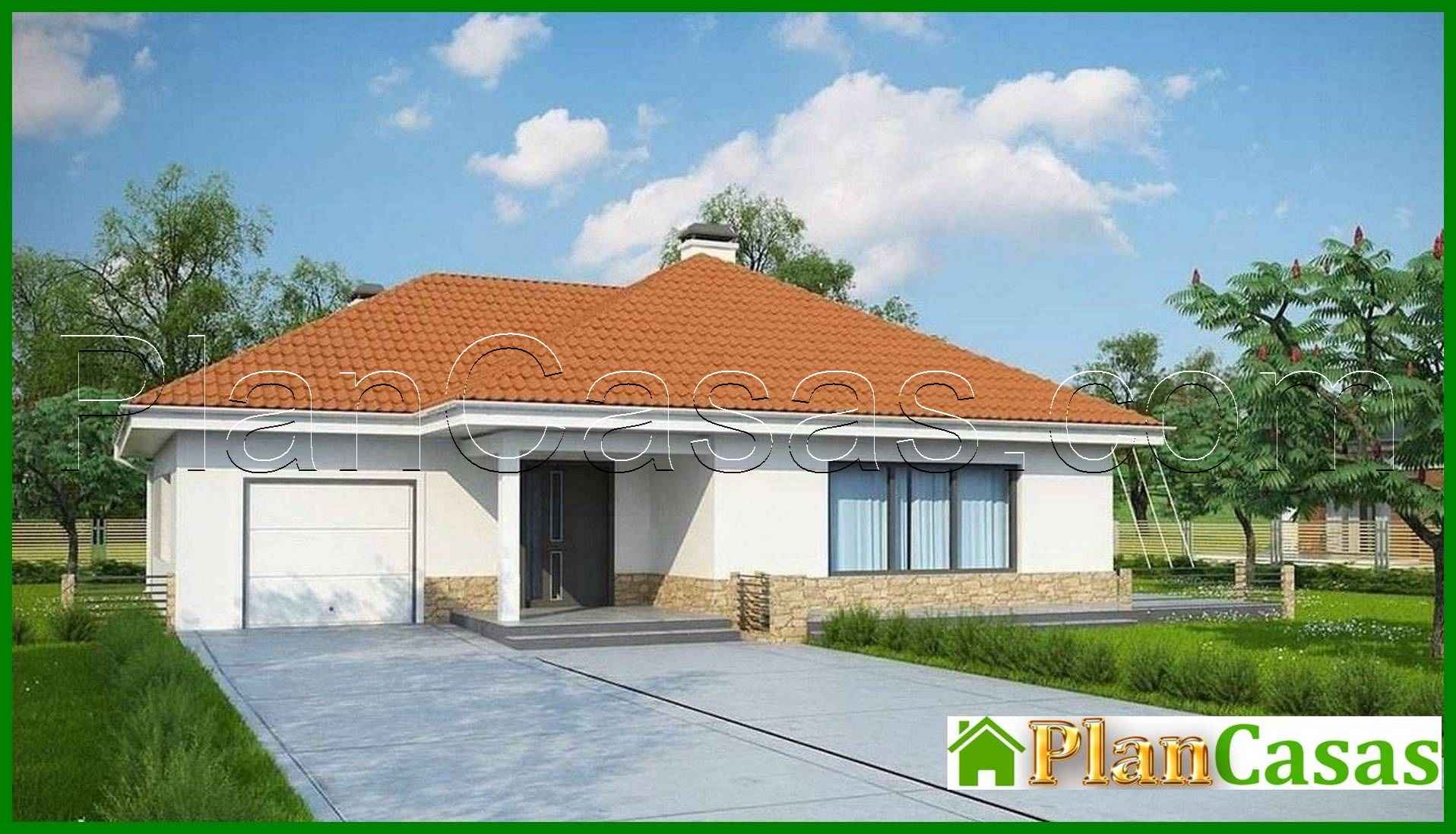 The project of a small country house with a garage house plan