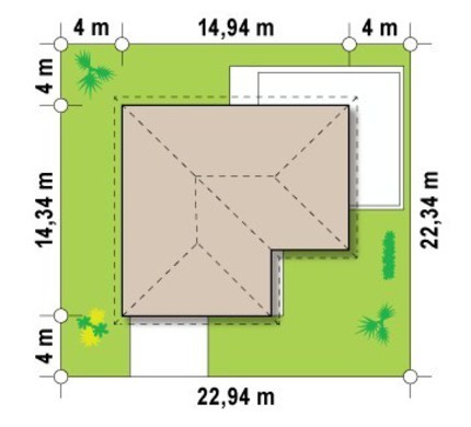 Visualization gallery - Project of a stylish one-story house with a large garage for 2 cars