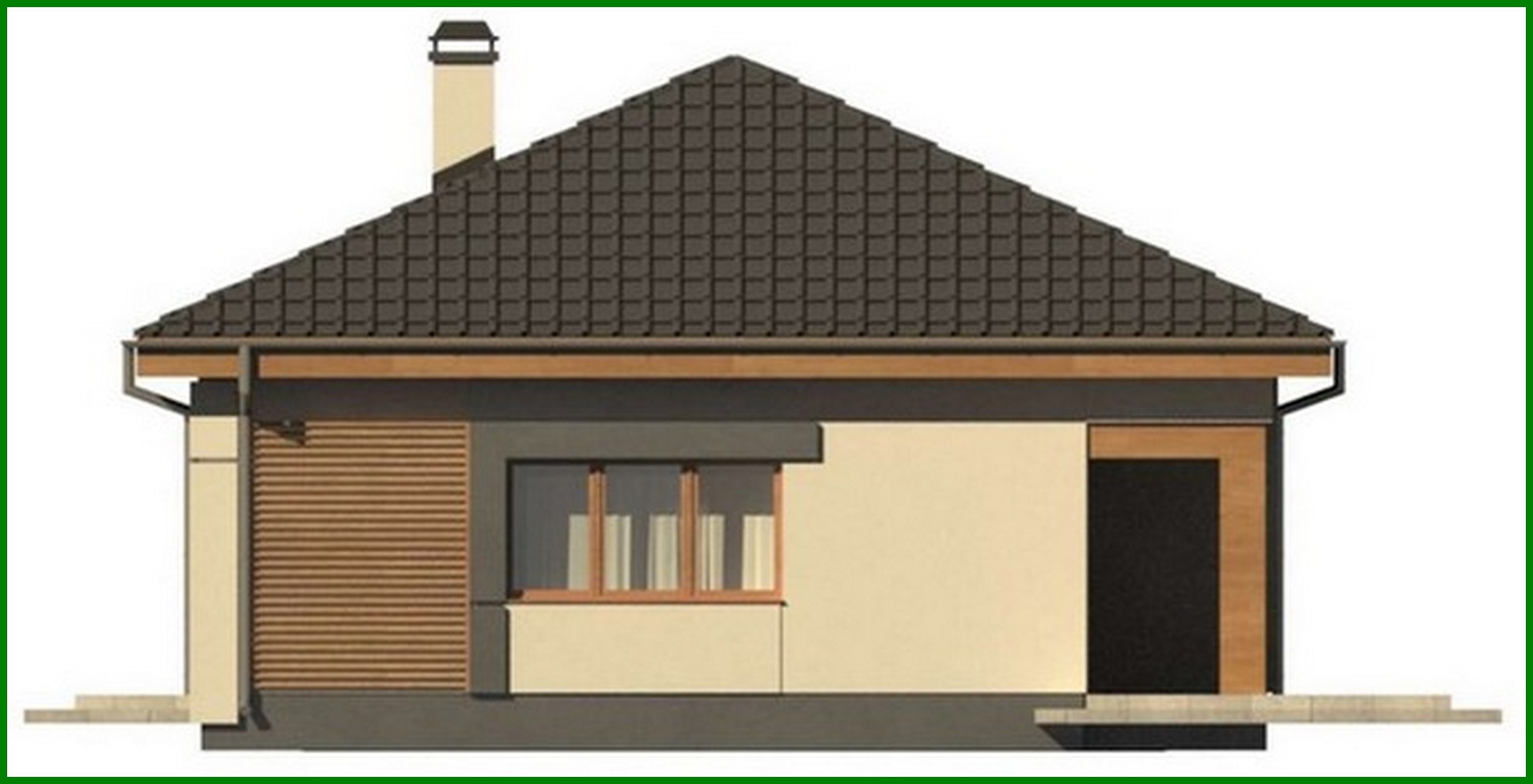 Visualization gallery - One-storey cottage project with a garage