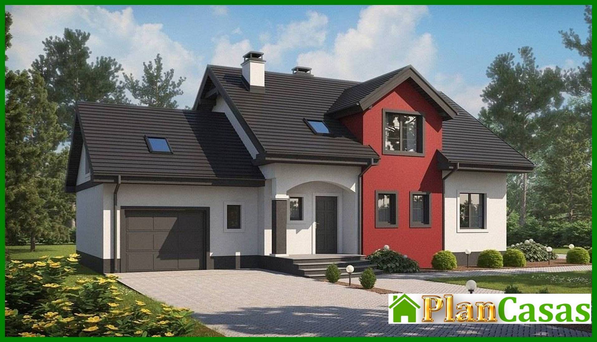 House project with garage and bay window house plan