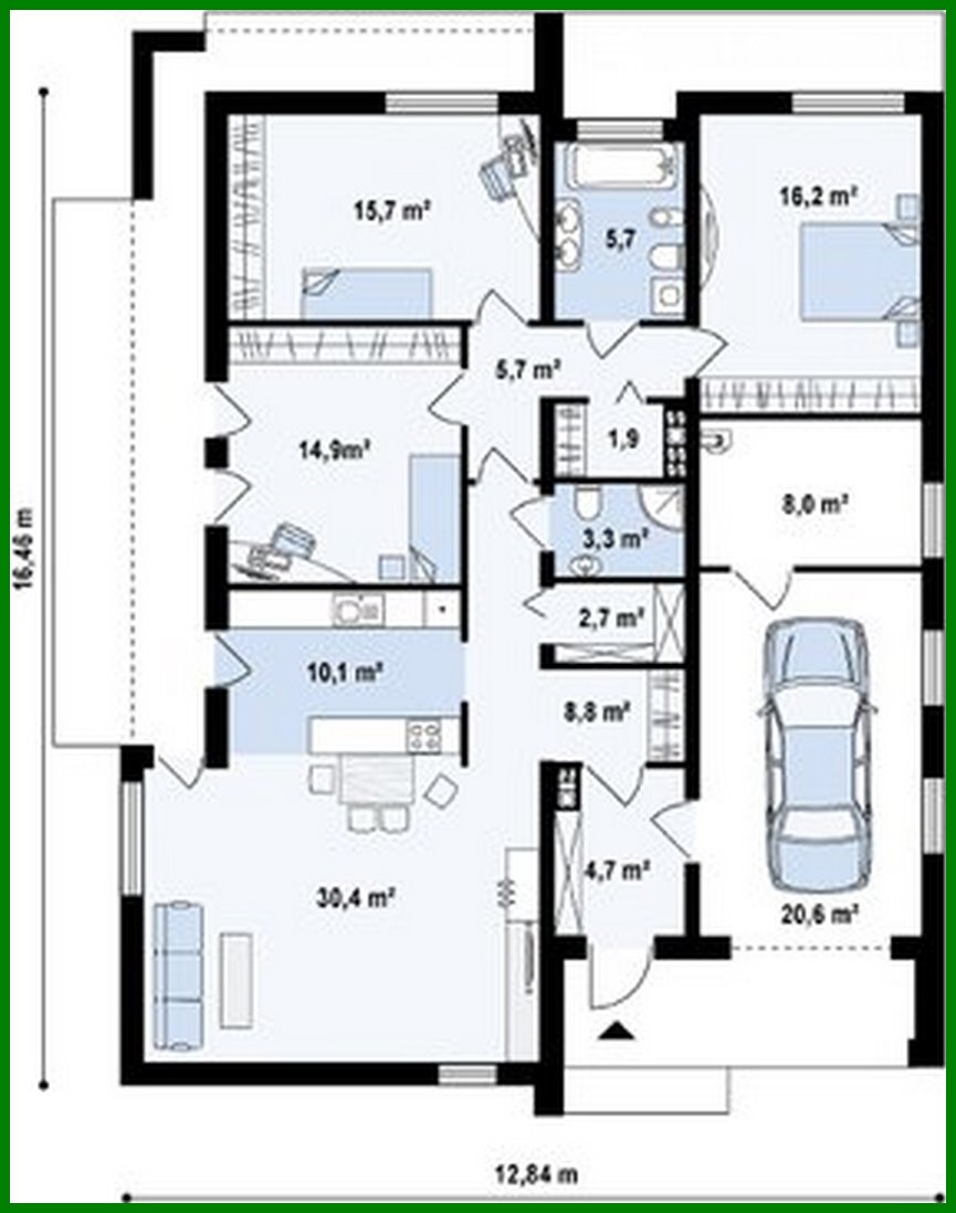 Visualization gallery - Plan of a modern residential building on 148 square meters. m in the style of minimalism