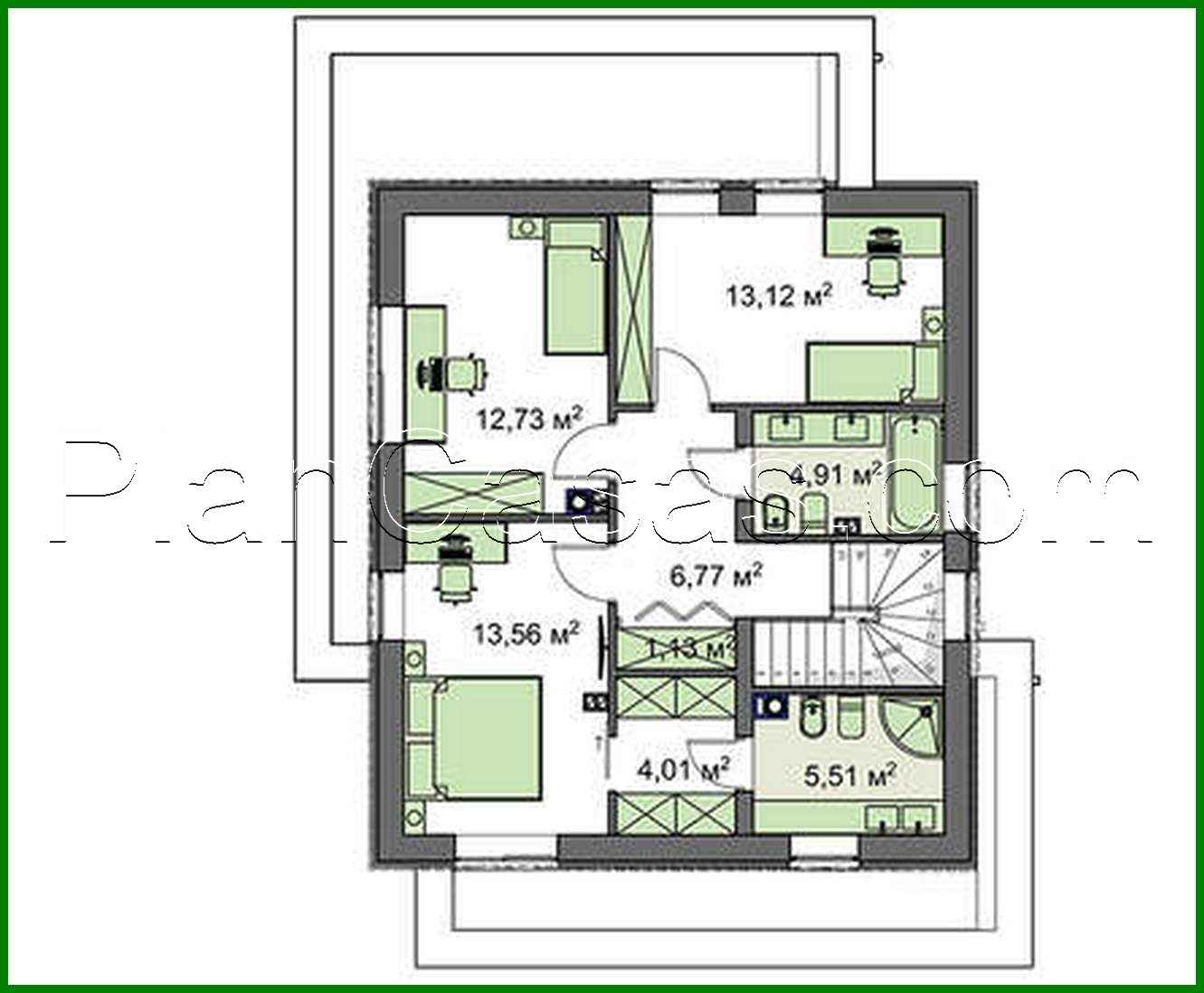Visualization gallery - Project of a two-story cottage on 133 square meters. m with four bedrooms and three bathrooms