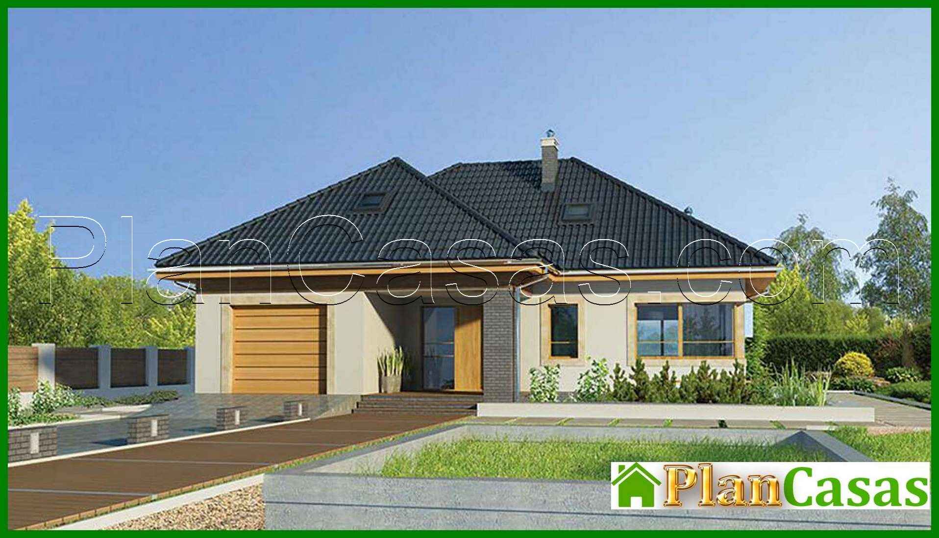 Stylish one-storey house with an attic house plan