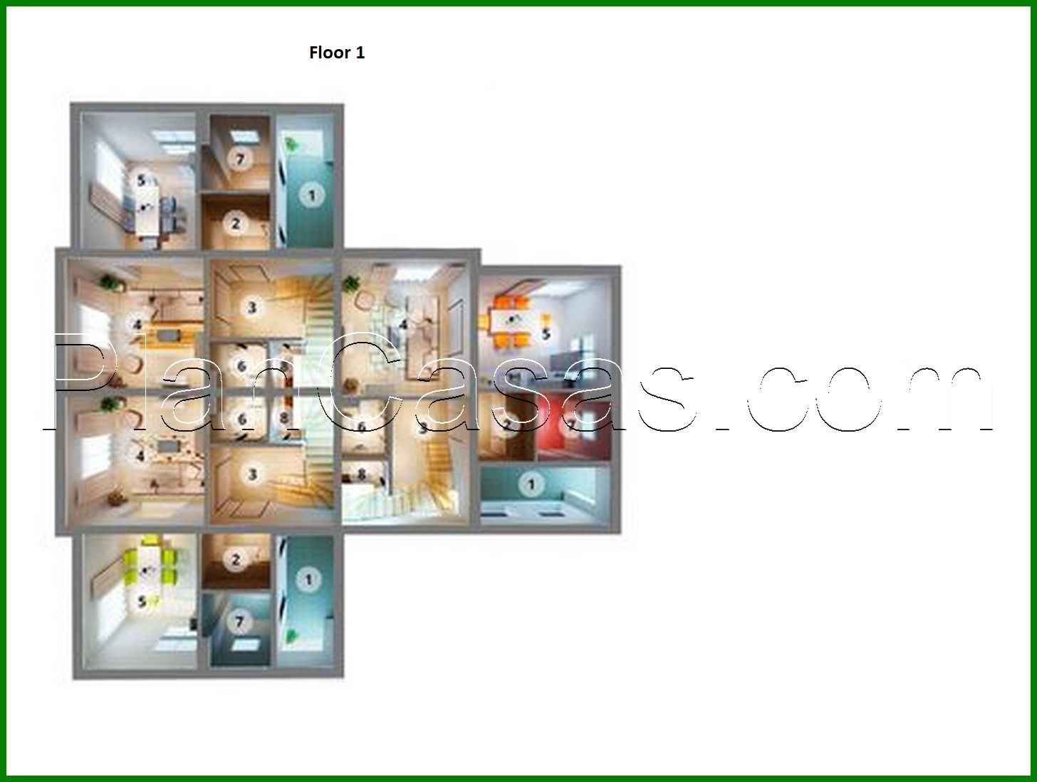 Visualization gallery - Plan of an attractive mansion for three families