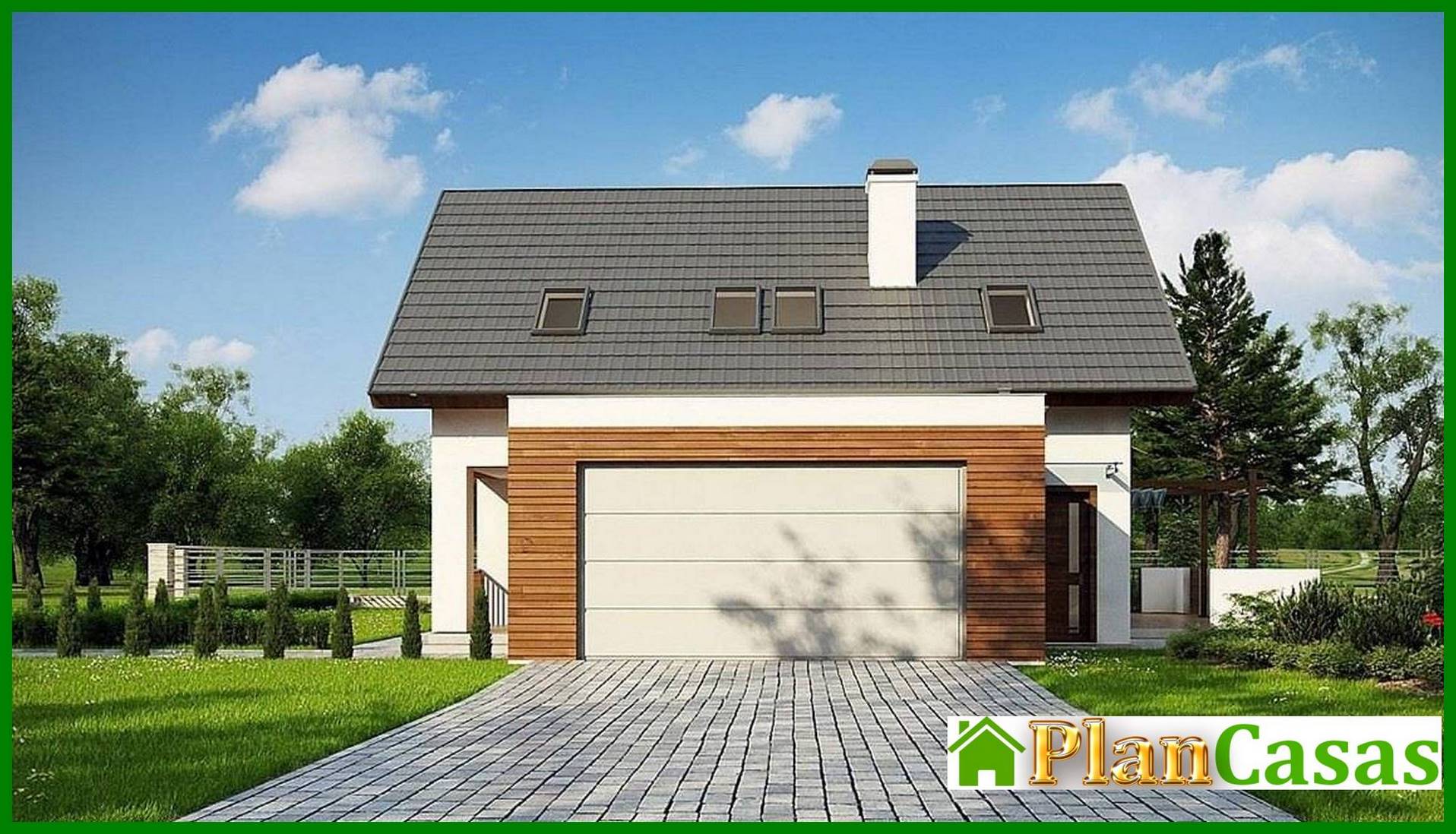 Visualization gallery - The project of a classic two-story cottage with a garage for two cars with an area of ​​more than 150 m²