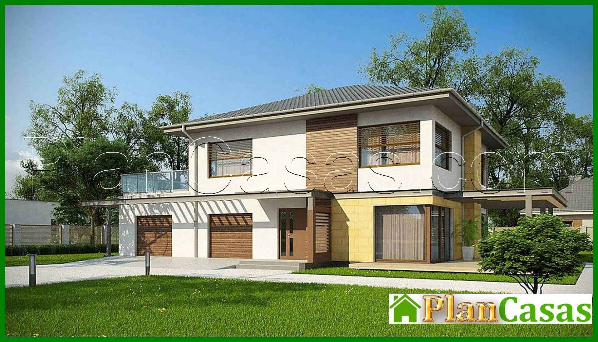 Stylish house with a spacious terrace above the garage house plan