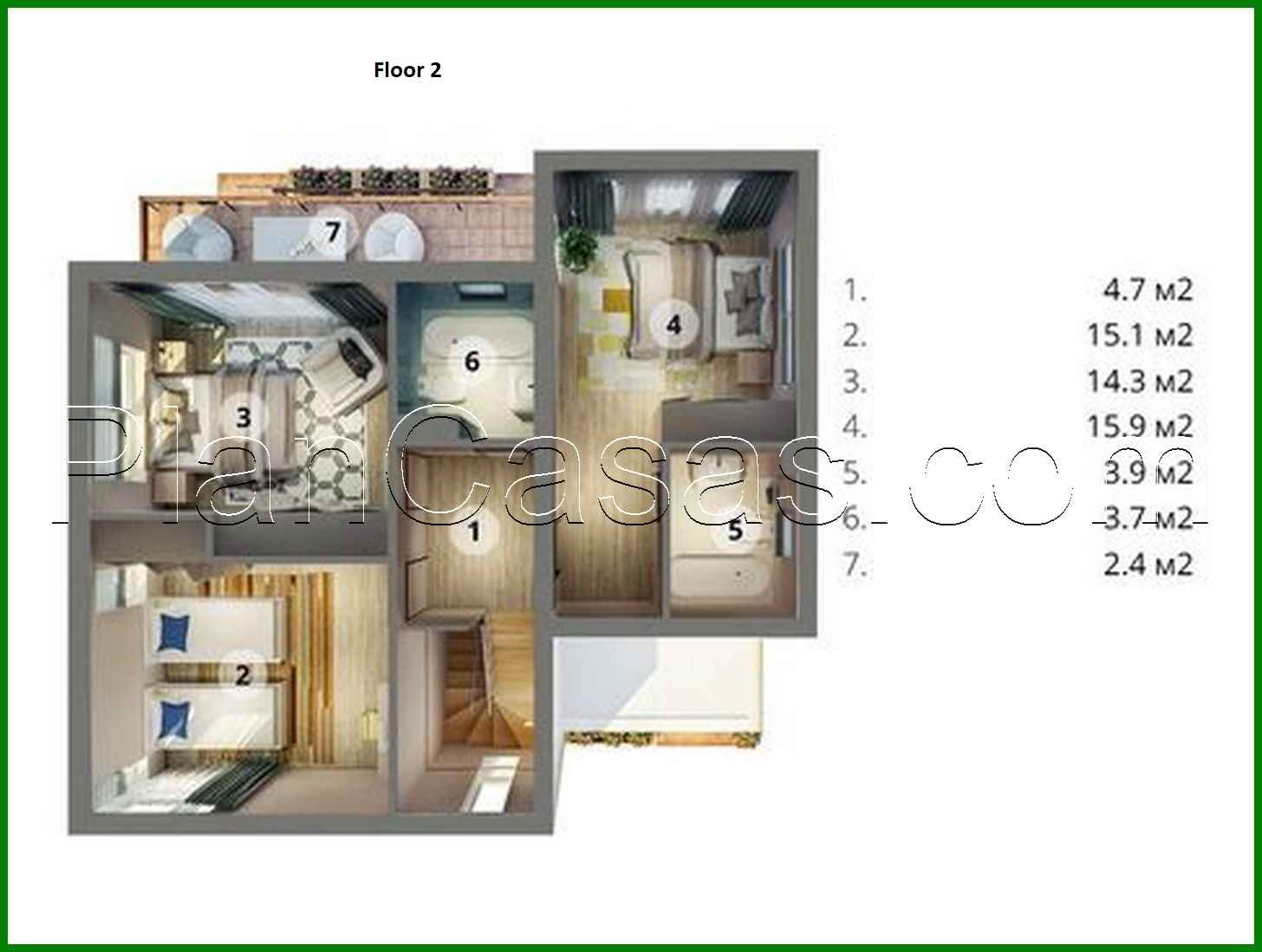 Visualization gallery - Plan of a chic modern four-bedroom mansion