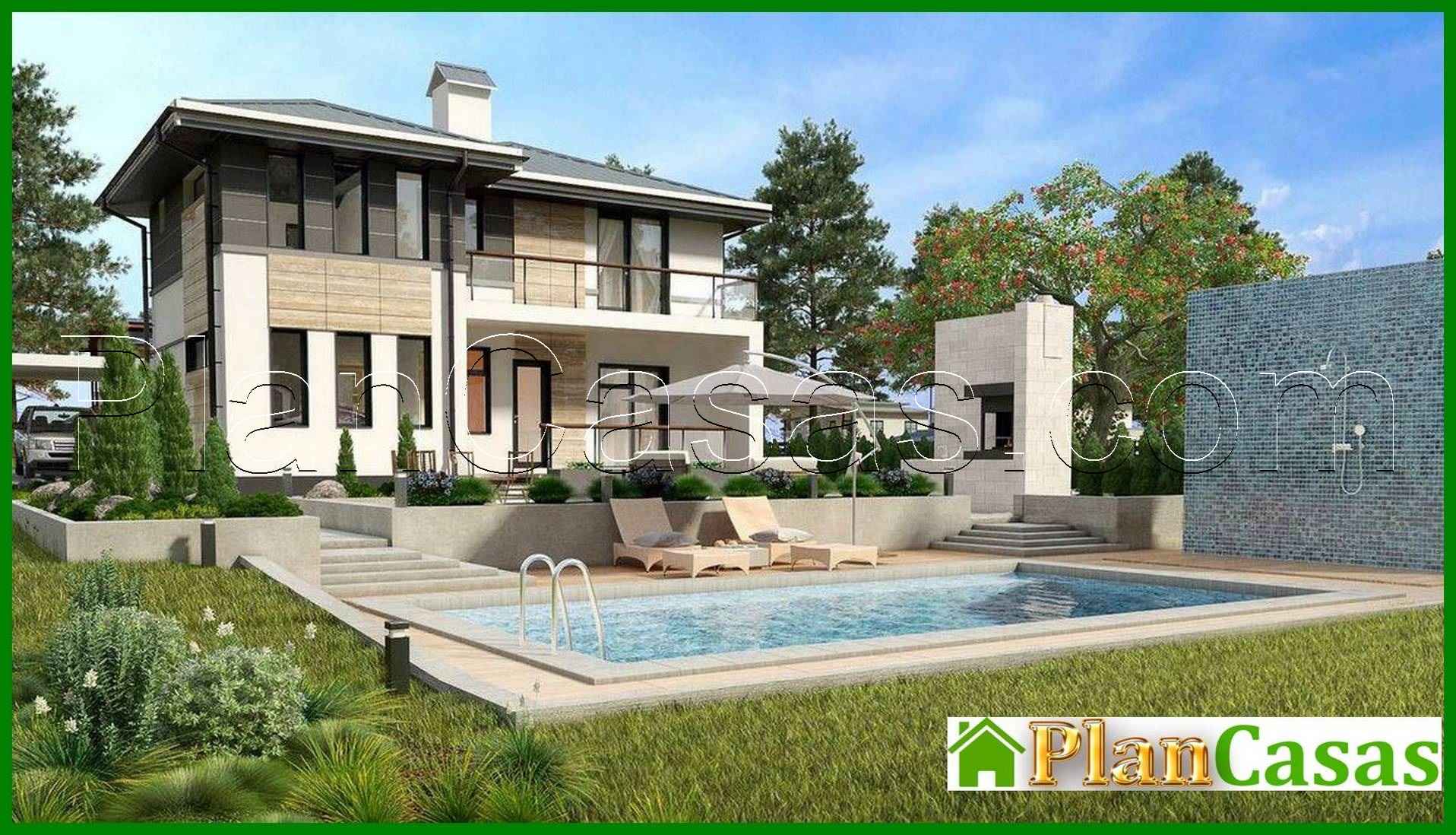 Plan of a chic modern four-bedroom mansion house plan