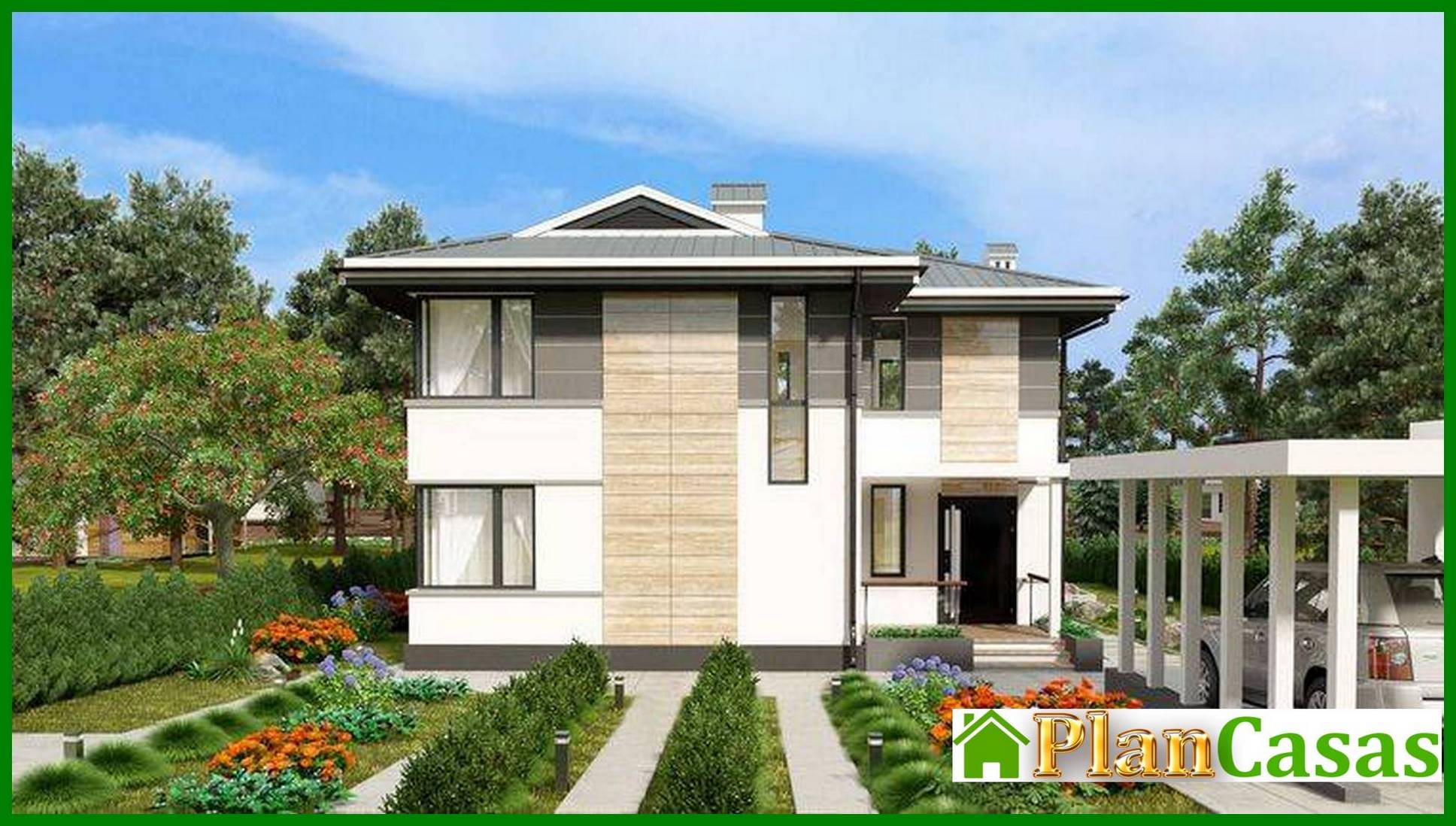 Visualization gallery - Plan of a chic modern four-bedroom mansion