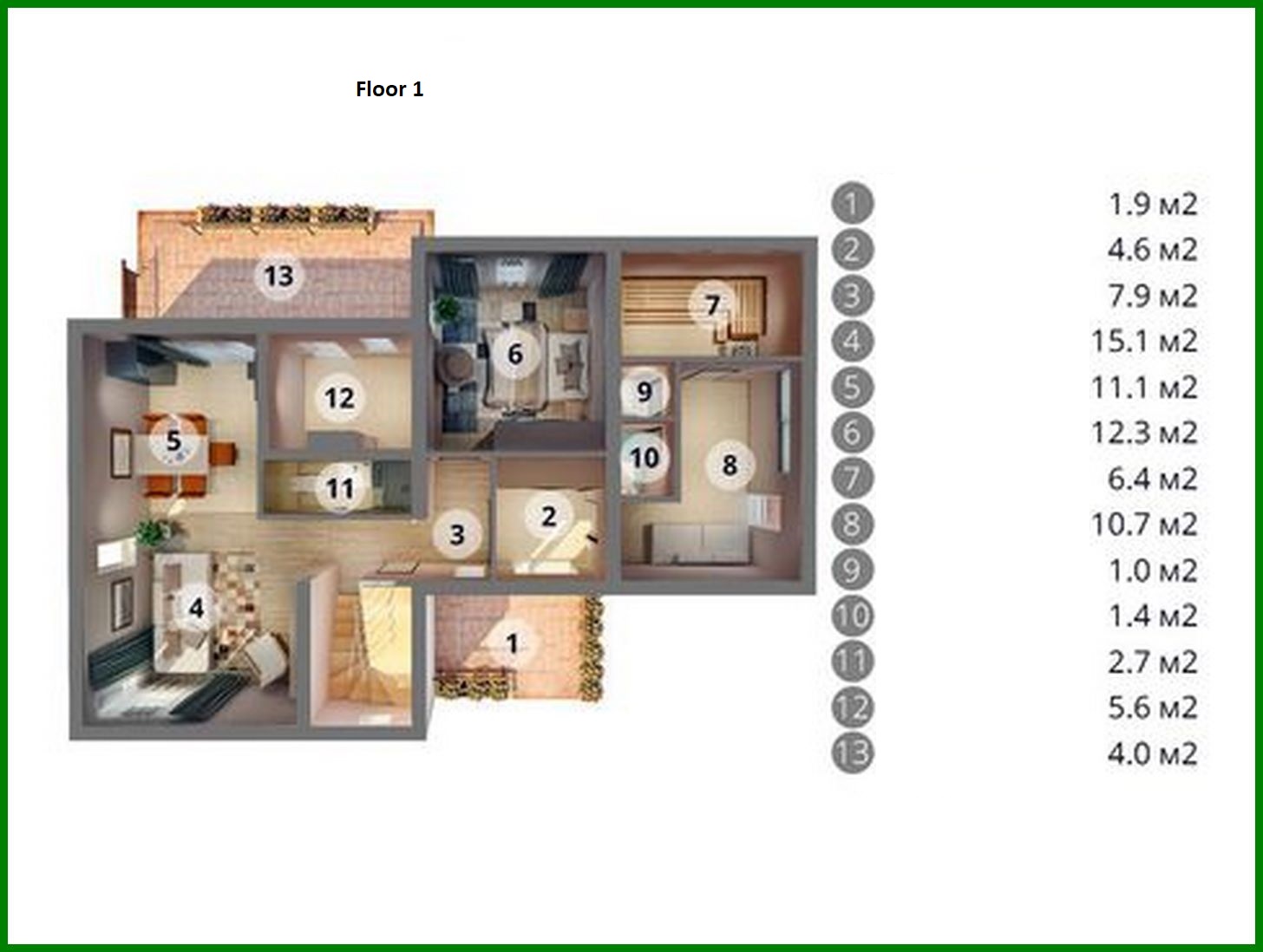 Visualization gallery - Luxury two-story cottage with a sauna and a relaxation room