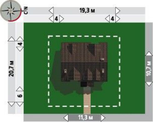 Visualization gallery - Small cottage with a compact porch and three rooms